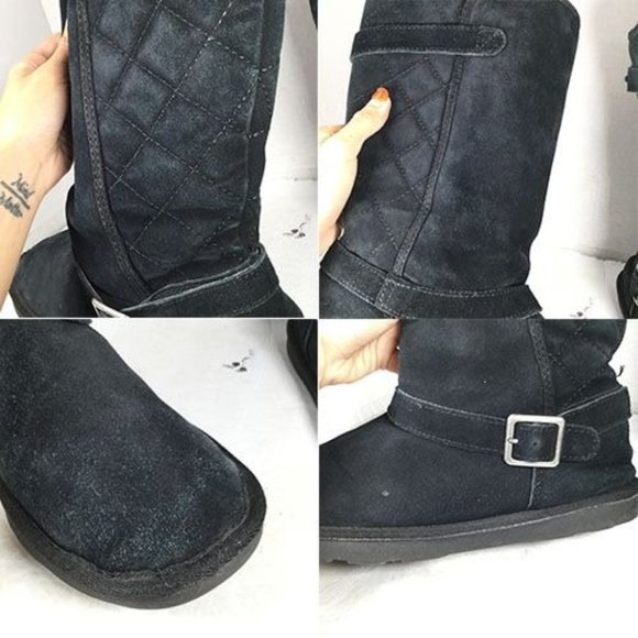 Sonoma Women's Leather Quilted Tall Boots Buckle Detail Black Size 10 - Picture 10 of 10